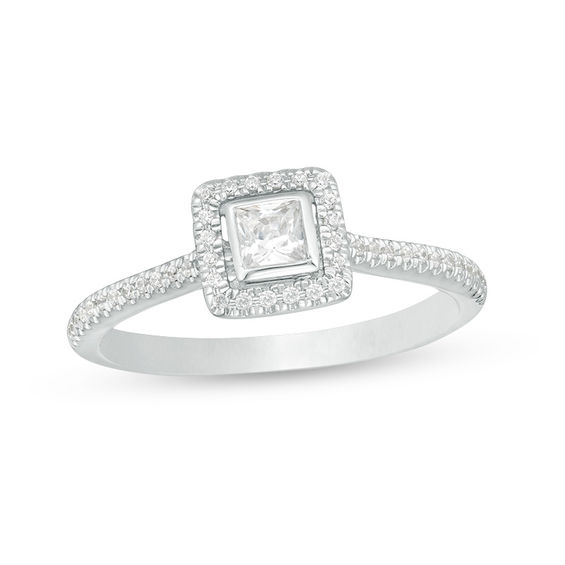 1/3 CT. T.w. Princess-Cut Diamond Frame Engagement Ring in 10K White Gold