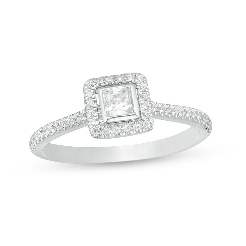 Main Image 1 of 1/3 CT. T.W. Princess-Cut Diamond Frame Engagement Ring in 10K White Gold