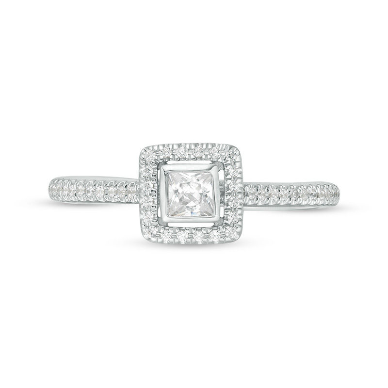 1/3 CT. T.W. Princess-Cut Diamond Frame Engagement Ring in 10K White Gold