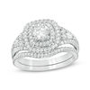 Thumbnail Image 1 of 1-1/5 CT. T.W. Diamond Double Cushion Frame Bridal Set in 14K White Gold