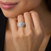 Thumbnail Image 1 of 1-1/5 CT. T.W. Diamond Double Cushion Frame Bridal Set in 14K White Gold