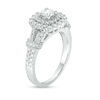 Thumbnail Image 3 of 1 CT. T.W. Diamond Double Cushion Frame Collar Vintage-Style Engagement Ring in 14K White Gold