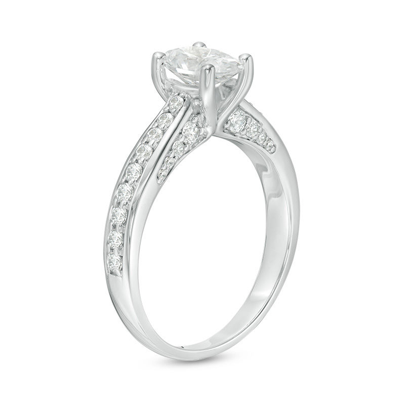 1-1/2 CT. T.W. Oval Diamond Pavé Engagement Ring in 14K White Gold