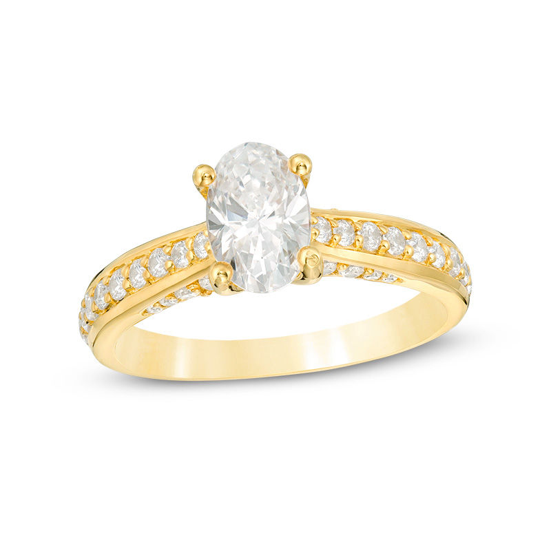 1-1/2 CT. T.W. Oval Diamond Pavé Engagement Ring in 14K Gold