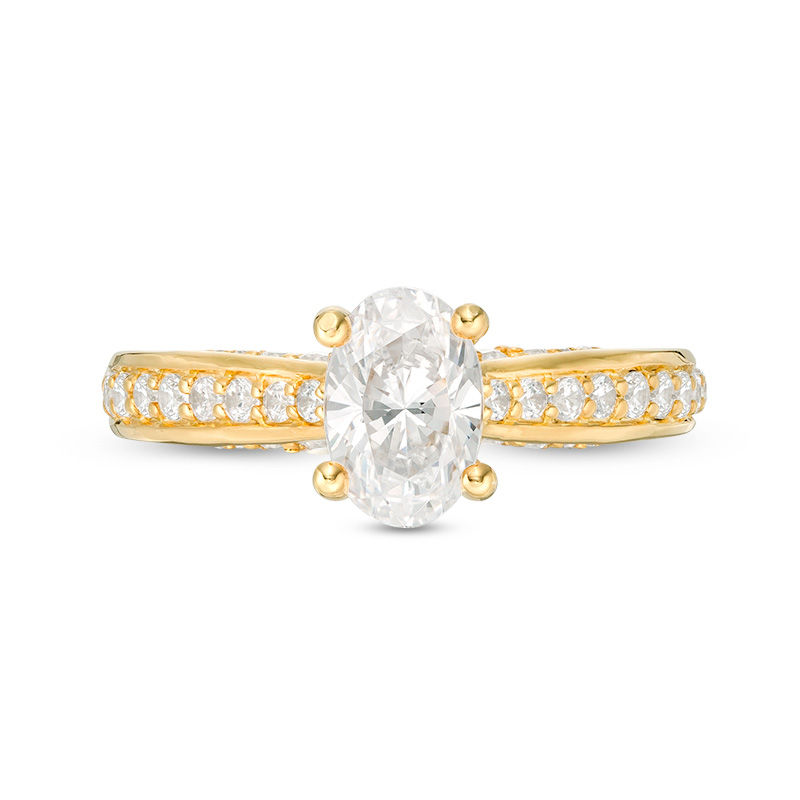 1-1/2 CT. T.W. Oval Diamond Pavé Engagement Ring in 14K Gold