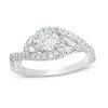 Thumbnail Image 0 of 3/4 CT. T.W. Diamond Bypass Leaf-Sides Engagement Ring in 14K White Gold