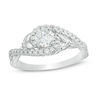 Thumbnail Image 1 of 3/4 CT. T.W. Diamond Bypass Leaf-Sides Engagement Ring in 14K White Gold
