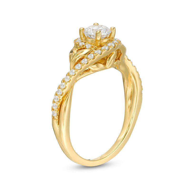 3/4 CT. T.W. Diamond Bypass Leaf-Sides Engagement Ring in 14K Gold