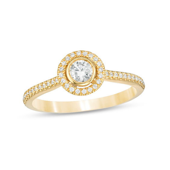 1/3 CT. T.W. Diamond Frame BezelSet Engagement Ring in 10K Gold Zales