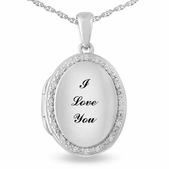 1/20 CT. T.w. Diamond Frame Engravable Oval Locket (6 Lines)
