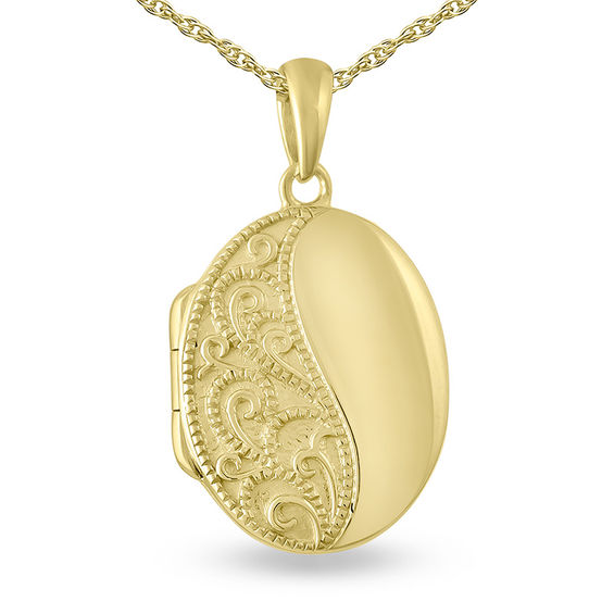 Engravable Filigree Paisley Oval Locket (3 Lines)