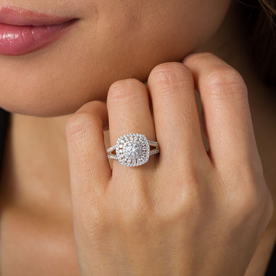 1 1 3 CT. T.W. Diamond Cushion Frame Split Shank Engagement Ring