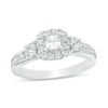 Thumbnail Image 1 of 1-1/4 CT. T.W. Princess-Cut Diamond Frame Three Stone Engagement Ring in 14K White Gold