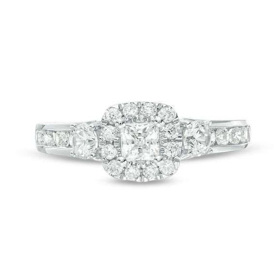 1-1/4 CT. T.w. Princess-Cut Diamond Frame Three Stone Engagement Ring in 14K White Gold