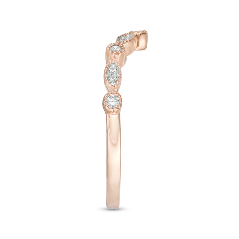 Main Image 4 of 1/8 CT. T.W. Diamond Chevron Vintage-Style Band in 10K Rose Gold