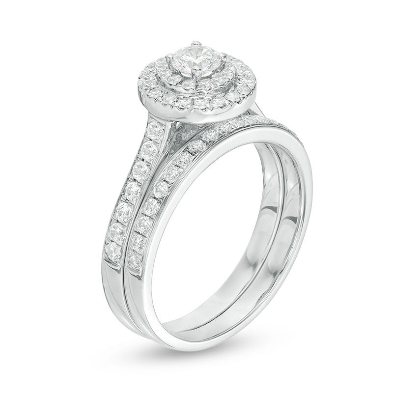 Main Image 3 of 1 CT. T.W. Diamond Double Frame Bridal Set in 10K White Gold