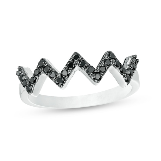 1/3 CT. T.w. Black Diamond Zig-Zag Band in 10K White Gold
