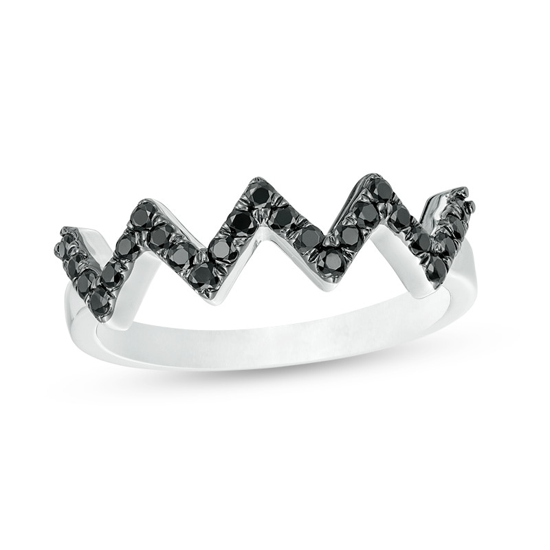 Main Image 1 of 1/3 CT. T.W. Black Diamond Zig-Zag Band in 10K White Gold