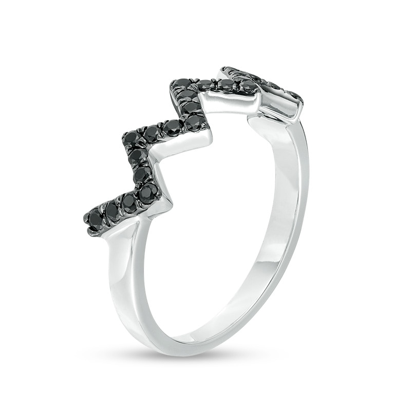 Main Image 2 of 1/3 CT. T.W. Black Diamond Zig-Zag Band in 10K White Gold