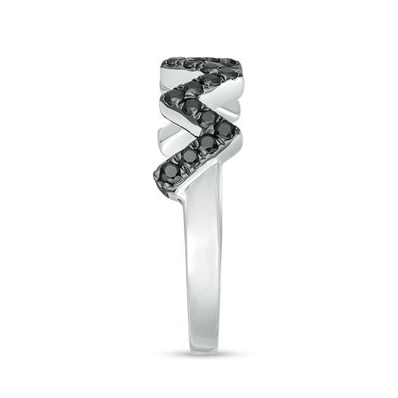 1/3 CT. T.w. Black Diamond Zig-Zag Band in 10K White Gold