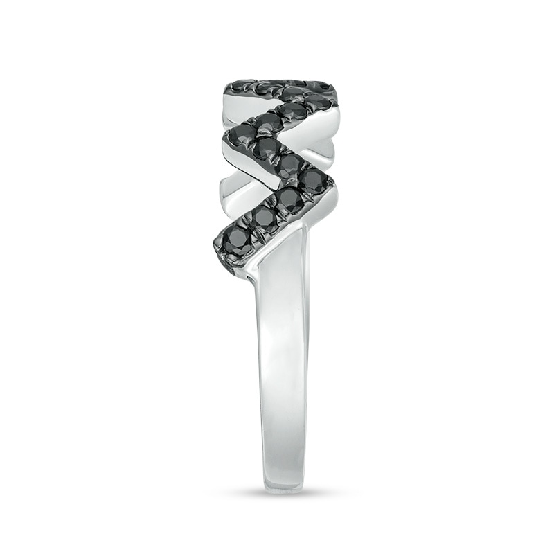 Main Image 4 of 1/3 CT. T.W. Black Diamond Zig-Zag Band in 10K White Gold