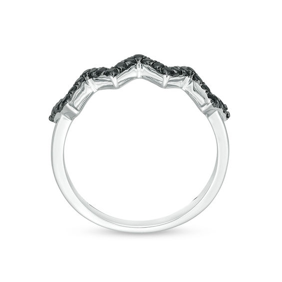1/3 CT. T.w. Black Diamond Zig-Zag Band in 10K White Gold