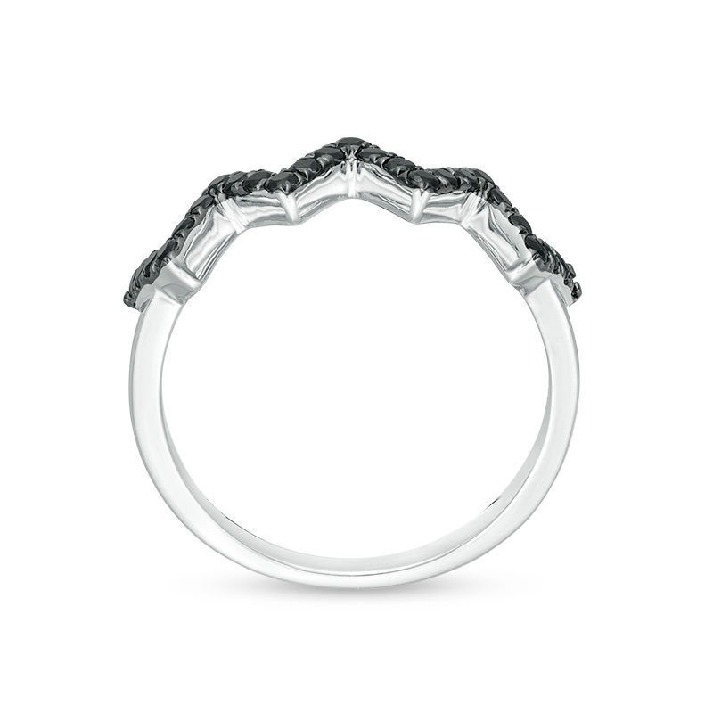 Main Image 5 of 1/3 CT. T.W. Black Diamond Zig-Zag Band in 10K White Gold