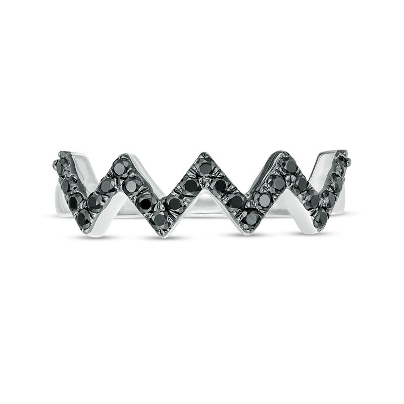 Main Image 6 of 1/3 CT. T.W. Black Diamond Zig-Zag Band in 10K White Gold