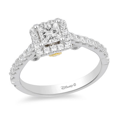 18k White Gold Finish Alloy Disney Princess Ariel Engagement Ring with Multi-Stone 