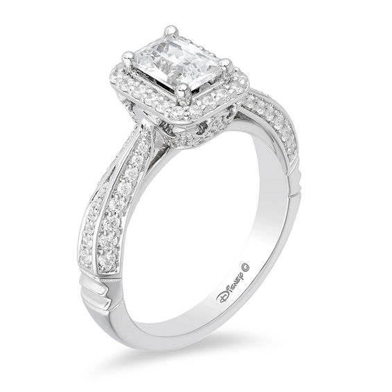 Enchanted Disney Princess 1-1/4 CT. T.w. Emerald-Cut Diamond Frame Engagement Ring in 14K White Gold