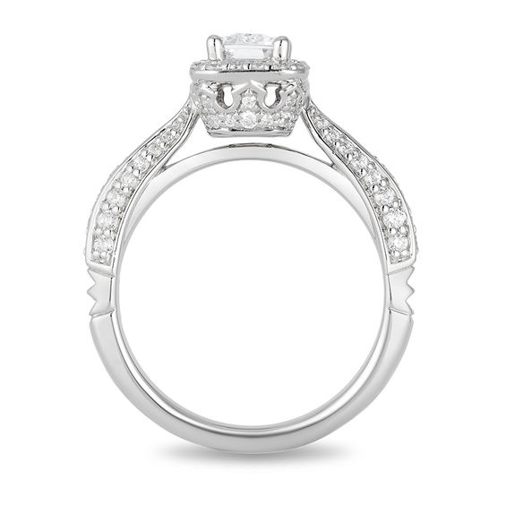 Enchanted Disney Princess 1-1/4 CT. T.w. Emerald-Cut Diamond Frame Engagement Ring in 14K White Gold