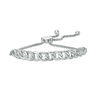 Thumbnail Image 1 of 1/10 CT. T.W. Diamond Interlocking Curb Link Bolo Bracelet in Sterling Silver - 9.5"