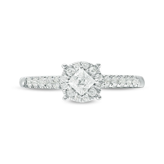 1/2 CT. T.w. Princess-Cut Diamond Tilted Frame Engagement Ring in 10K White Gold