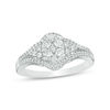 Thumbnail Image 0 of 1/2 CT. T.W. Oval Composite Diamond Tri-Sides Ring in 10K White Gold