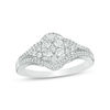 Thumbnail Image 1 of 1/2 CT. T.W. Oval Composite Diamond Tri-Sides Ring in 10K White Gold