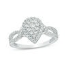 Thumbnail Image 1 of 1/2 CT. T.W. Diamond Pear-Shaped Frame Tri-Sides Ring in 10K White Gold