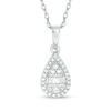 Thumbnail Image 1 of 1/6 CT. T.W. Pear-Shaped Multi-Diamond Frame Pendant in 10K White Gold