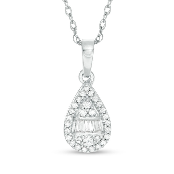 1/6 CT. T.w. Pear-Shaped Multi-Diamond Frame Pendant in 10K White Gold