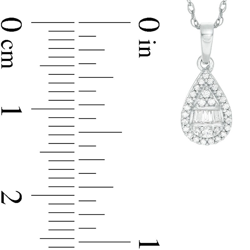 Main Image 2 of 1/6 CT. T.W. Pear-Shaped Multi-Diamond Frame Pendant in 10K White Gold