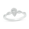 Thumbnail Image 1 of 1/6 CT. T.W. Composite Pear-Shaped Diamond Frame Twist Promise Ring in 10K White Gold