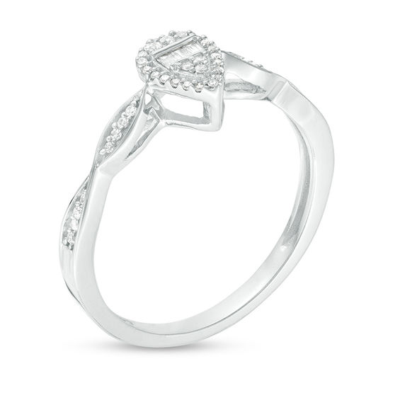 1/6 CT. T.w. Composite Pear-Shaped Diamond Frame Twist Promise Ring in 10K White Gold