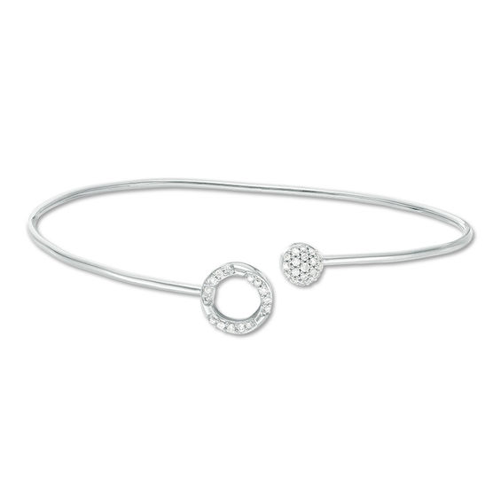 1/4 CT. T.w. Composite Diamond Flex Swirl Bangle in 10K White Gold