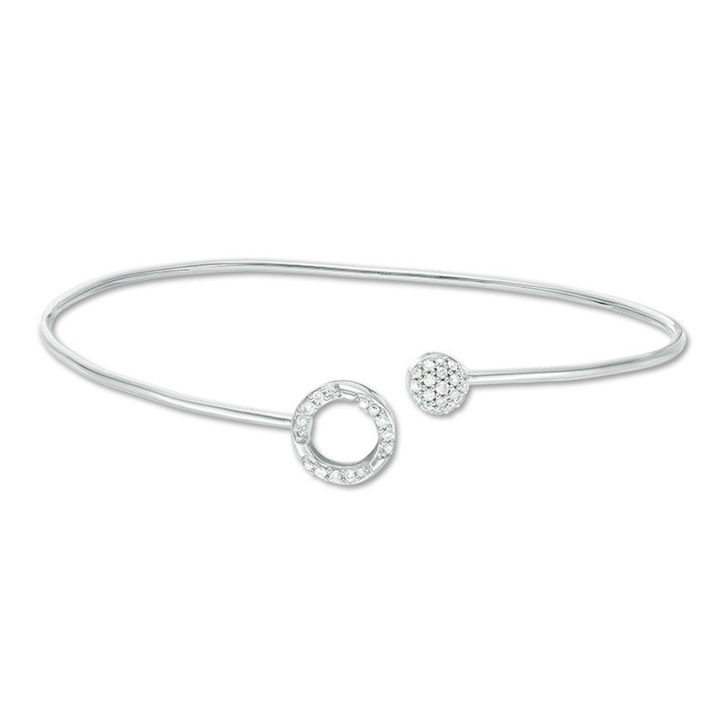 Main Image 2 of 1/4 CT. T.W. Composite Diamond Flex Swirl Bangle in 10K White Gold
