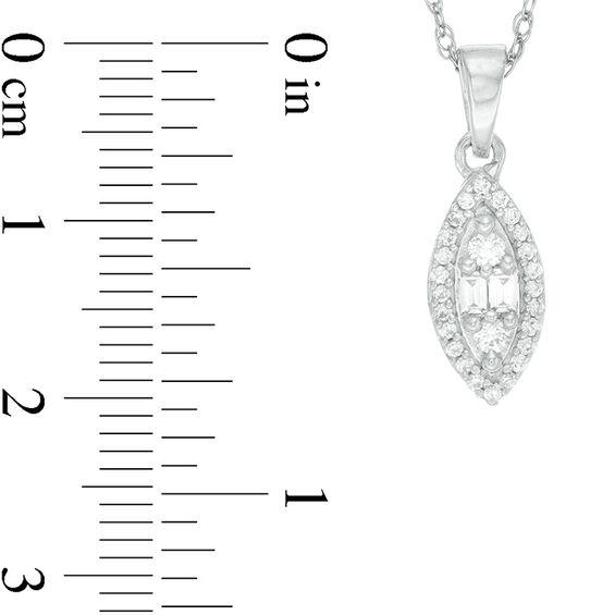 1/6 CT. T.w. Composite Marquise Diamond Frame Pendant in 10K White Gold
