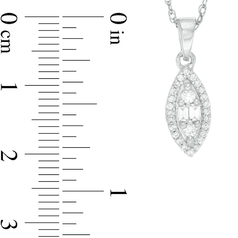 Main Image 2 of 1/6 CT. T.W. Composite Marquise Diamond Frame Pendant in 10K White Gold
