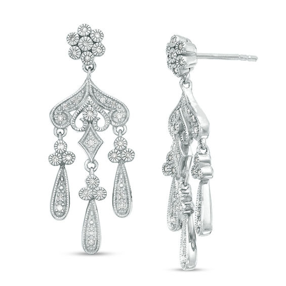 1 5 Ct T W Diamond Vintage Style, Diamond Chandelier Earrings Art Deco