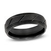 Thumbnail Image 1 of 7.0mm Satin Grooved Wedding Band in Black IP Tantalum