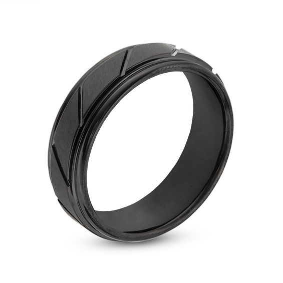 7.0mm Satin Grooved Wedding Band in Black IP Tantalum