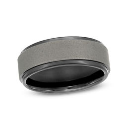 8.0mm Matte Step Edge Wedding Band in Two-Tone Tantalum