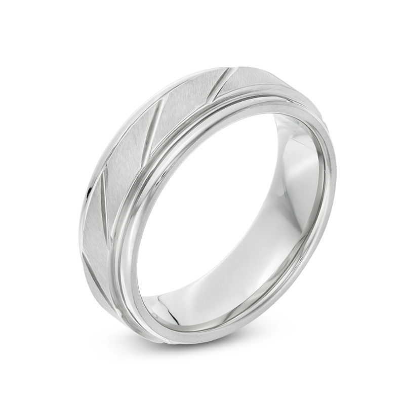 Main Image 2 of 7.0mm Grooved Satin Wedding Band in Tantalum